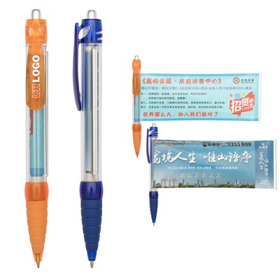 Ballpoint Click Action Headliner Pen w/ Custom Pull Out Banner
